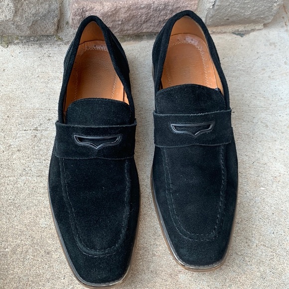 Stacy Adam COLFAX Mac Toe Penny Slip On Black Suede Men’s Dress Shoe size 10 - Picture 2 of 14